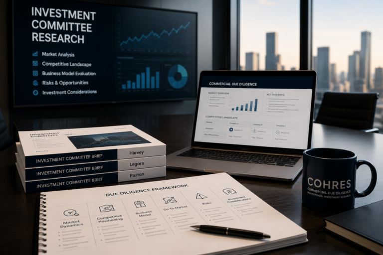 Commercial due diligence investment research and investment committee analysis